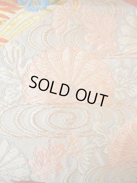 Photo12: G0805S Used Japanese Kimono   Vermilion UCHIKAKE Wedding by Silk. Folding fan  (Grade A) (12)