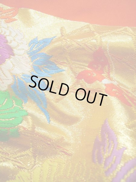 Photo18: G0805S Used Japanese Kimono   Vermilion UCHIKAKE Wedding by Silk. Folding fan  (Grade A) (18)