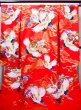Photo2: G0805V Used Japanese Kimono  Bright Red UCHIKAKE Wedding by Silk. Crane  (Grade A) (2)