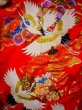 Photo9: G0805V Used Japanese Kimono  Bright Red UCHIKAKE Wedding by Silk. Crane  (Grade A) (9)