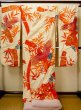 Photo3: G0805Z Used Japanese Kimono   Vermilion UCHIKAKE Wedding by Silk. Crane, YUZEN, The bottom is covered. (Grade B) (3)