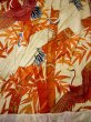 Photo7: G0805Z Used Japanese Kimono   Vermilion UCHIKAKE Wedding by Silk. Crane, YUZEN, The bottom is covered. (Grade B) (7)