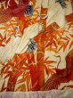 Photo7: G0805Z Used Japanese Kimono   Vermilion UCHIKAKE Wedding by Silk. Crane, YUZEN, The bottom is covered. (Grade B) (7)