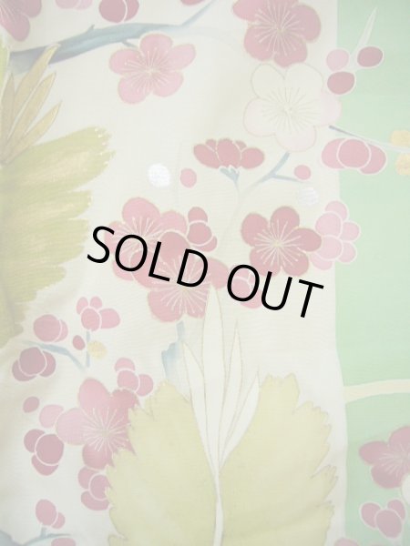 Photo18: G0826B Used Japanese Kimono  Smoky Off White UCHIKAKE Wedding by Silk. UME plum bloom  (Grade C) (18)
