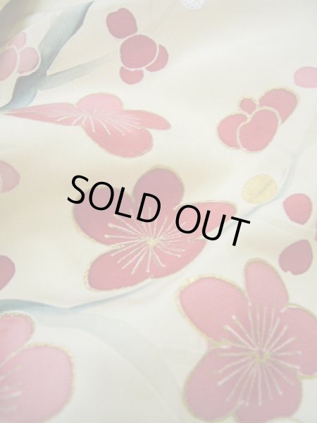 Photo19: G0826B Used Japanese Kimono  Smoky Off White UCHIKAKE Wedding by Silk. UME plum bloom  (Grade C) (19)
