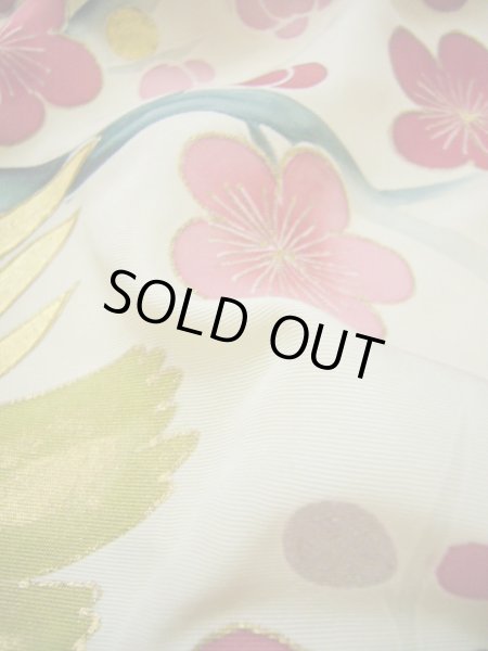 Photo20: G0826B Used Japanese Kimono  Smoky Off White UCHIKAKE Wedding by Silk. UME plum bloom  (Grade C) (20)