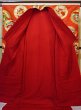 Photo2: G0826E Used Japanese Kimono  Dark Vermilion UCHIKAKE Wedding by Silk. Circle, Bottom is partely covered,  (Grade B) (2)