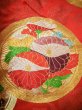 Photo11: G0826E Used Japanese Kimono  Dark Vermilion UCHIKAKE Wedding by Silk. Circle, Bottom is partely covered,  (Grade B) (11)