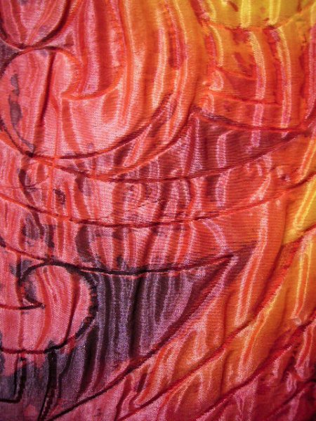 Photo7: G1216N Used Japanese  Shiny Red FUKURO OBI sash , Reversible  (Grade A) (7)