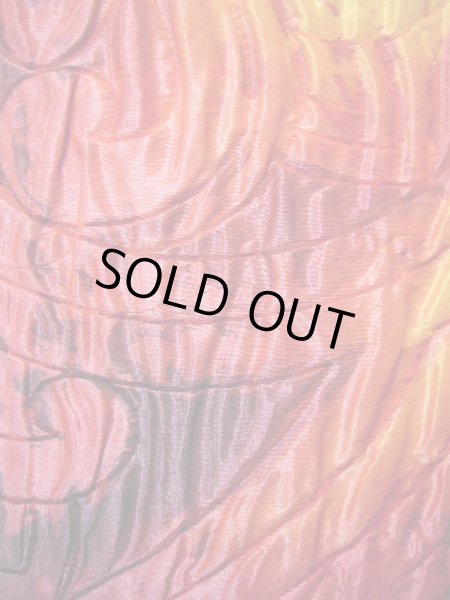 Photo7: G1216N Used Japanese  Shiny Red FUKURO OBI sash , Reversible  (Grade A) (7)