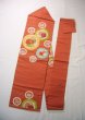 Photo1: H0901T Vintage Japanese Kimono  Smoky Orange NAGOYA OBI sash Chrysanthemum Silk. (Grade C) (1)