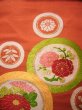 Photo5: H0901T Vintage Japanese Kimono  Smoky Orange NAGOYA OBI sash Chrysanthemum Silk. (Grade C) (5)