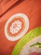 Photo11: H0901T Vintage Japanese Kimono  Smoky Orange NAGOYA OBI sash Chrysanthemum Silk. (Grade C) (11)