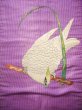 Photo3: H0901U Vintage Japanese Kimono Shiny Light Purple NAGOYA OBI sash Parrot Silk. (Grade D) (3)