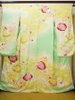 Photo2: H1025D Used Japanese Kimono  Light Yellow FURISODE long-sleeved / Silk. UME plum bloom  (Grade C) (2)