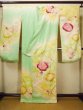 Photo3: H1025D Used Japanese Kimono  Light Yellow FURISODE long-sleeved / Silk. UME plum bloom  (Grade C) (3)