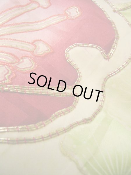 Photo13: H1025D Used Japanese Kimono  Light Yellow FURISODE long-sleeved / Silk. UME plum bloom  (Grade C) (13)