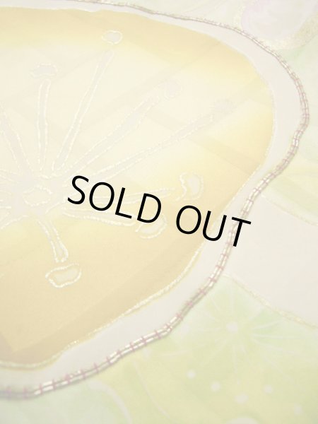 Photo14: H1025D Used Japanese Kimono  Light Yellow FURISODE long-sleeved / Silk. UME plum bloom  (Grade C) (14)