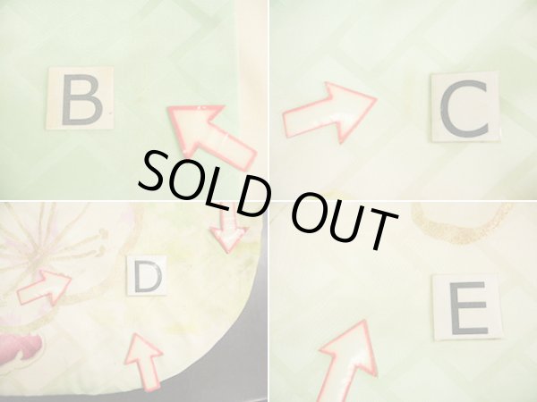 Photo20: H1025D Used Japanese Kimono  Light Yellow FURISODE long-sleeved / Silk. UME plum bloom  (Grade C) (20)