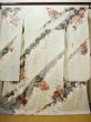 Photo2: Mint H1025K Used Japanese Kimono Pale Bluish Gray FURISODE long-sleeved / Silk. SAKURA cherry blossom  (Grade A) (2)