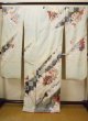 Photo3: Mint H1025K Used Japanese Kimono Pale Bluish Gray FURISODE long-sleeved / Silk. SAKURA cherry blossom  (Grade A) (3)