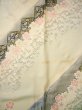 Photo8: Mint H1025K Used Japanese Kimono Pale Bluish Gray FURISODE long-sleeved / Silk. SAKURA cherry blossom  (Grade A) (8)