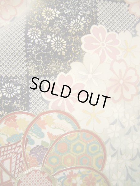 Photo15: Mint H1025K Used Japanese Kimono Pale Bluish Gray FURISODE long-sleeved / Silk. SAKURA cherry blossom  (Grade A) (15)