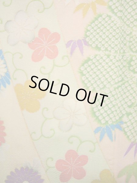 Photo15: H1025L Used Japanese Kimono Smoky Dark Off White FURISODE long-sleeved / Silk. Chrysanthemum  (Grade B) (15)