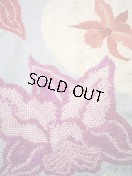 Photo15: Mint H1025M Used Japanese Kimono  Shiny Off White FURISODE long-sleeved / Silk. Cattleya  (Grade A) (15)