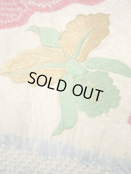 Photo17: Mint H1025M Used Japanese Kimono  Shiny Off White FURISODE long-sleeved / Silk. Cattleya  (Grade A) (17)