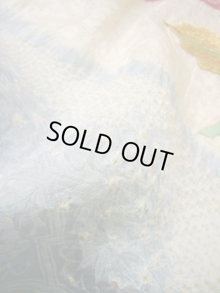 Photo19: Mint H1025M Used Japanese Kimono  Shiny Off White FURISODE long-sleeved / Silk. Cattleya  (Grade A) (19)