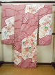 Photo3: H1025N Used Japanese Kimono  Shiny Off White FURISODE long-sleeved / Silk. Peony  (Grade B) (3)