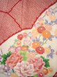 Photo8: H1025N Used Japanese Kimono  Shiny Off White FURISODE long-sleeved / Silk. Peony  (Grade B) (8)