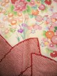 Photo10: H1025N Used Japanese Kimono  Shiny Off White FURISODE long-sleeved / Silk. Peony  (Grade B) (10)