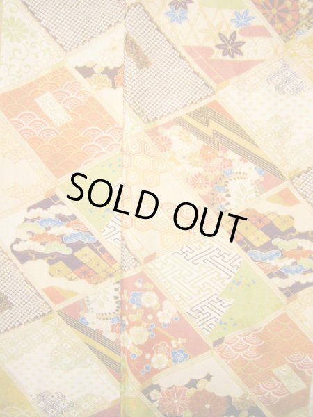 Photo6: H1025P Used Japanese Kimono   Off White FURISODE long-sleeved / Silk. Books  (Grade A) (6)