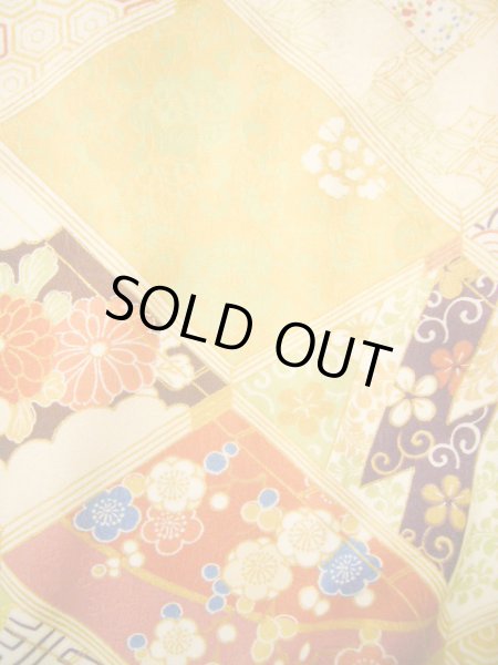 Photo15: H1025P Used Japanese Kimono   Off White FURISODE long-sleeved / Silk. Books  (Grade A) (15)