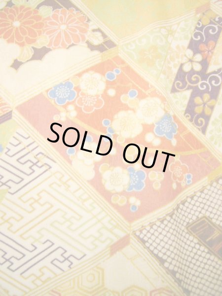 Photo16: H1025P Used Japanese Kimono   Off White FURISODE long-sleeved / Silk. Books  (Grade A) (16)