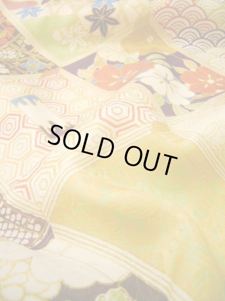 Photo18: H1025P Used Japanese Kimono   Off White FURISODE long-sleeved / Silk. Books  (Grade A) (18)