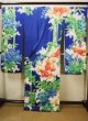 Photo3: Mint H1025T Used Japanese Kimono   Blue FURISODE long-sleeved / Silk. SAKURA cherry blossom  (Grade A) (3)