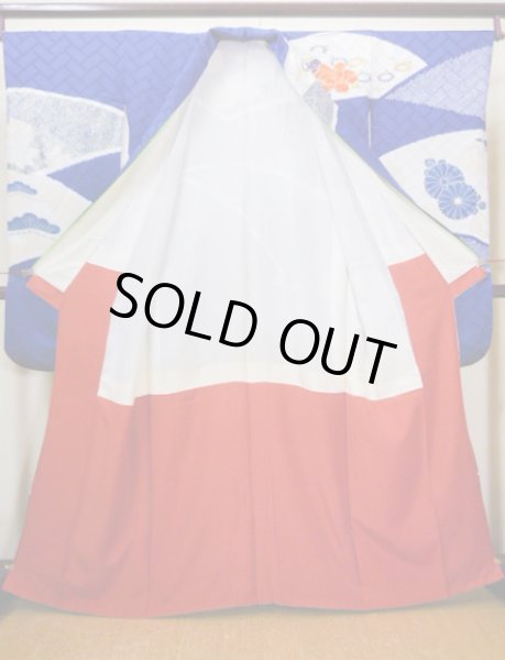 Photo4: I0107L Used Japanese Kimono   Blue FURISODE long-sleeved / Silk. Flower  (Grade A) (4)