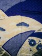 Photo8: I0107L Used Japanese Kimono   Blue FURISODE long-sleeved / Silk. Flower  (Grade A) (8)