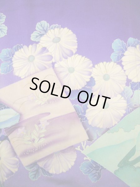 Photo13: I0107S Used Japanese Kimono  Bright Purple FURISODE long-sleeved / Silk. Book, MEIJI era (Grade C) (13)