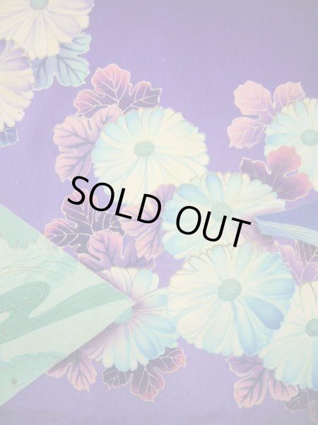 Photo15: I0107S Used Japanese Kimono  Bright Purple FURISODE long-sleeved / Silk. Book, MEIJI era (Grade C) (15)