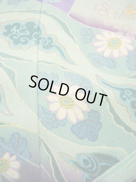 Photo20: I0107S Used Japanese Kimono  Bright Purple FURISODE long-sleeved / Silk. Book, MEIJI era (Grade C) (20)