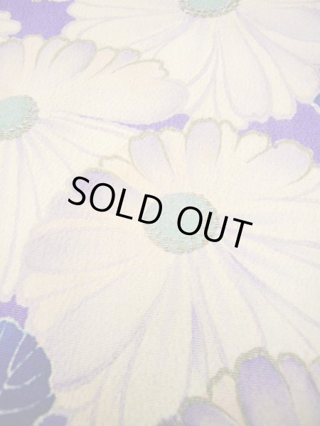 Photo21: I0107S Used Japanese Kimono  Bright Purple FURISODE long-sleeved / Silk. Book, MEIJI era (Grade C) (21)