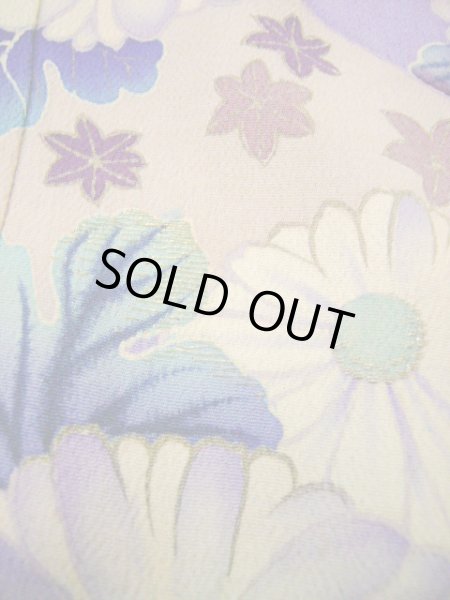 Photo22: I0107S Used Japanese Kimono  Bright Purple FURISODE long-sleeved / Silk. Book, MEIJI era (Grade C) (22)