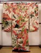 Photo3: I0107T Used Japanese Kimono  Smoky Off White FURISODE long-sleeved / Silk. Peacock, MEIJI era (Grade D) (3)