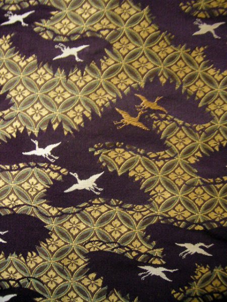 Photo6: I0112C Used Japanese Kimono Smoky Dark Purple UCHIKAKE Wedding / Silk. Crane  (Grade D) (6)