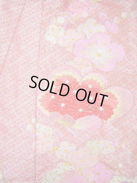 Photo10: Mint I0112F Used Japanese Kimono  Dark Pink UCHIKAKE Wedding / Silk. Peacock  (Grade A) (10)