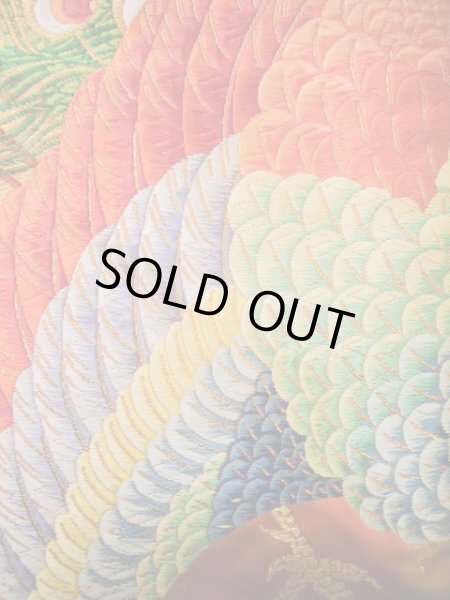 Photo16: I0112I Used Japanese Smoky Light Orange UCHIKAKE Wedding / Silk. Peacock  (Grade B) (16)